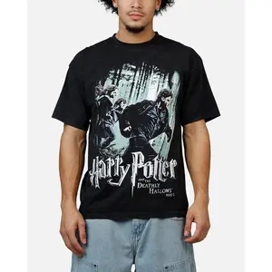 73Studio X Harry Potter '10 Deathly Hallows Vintage T-Shirt Black Acidwash