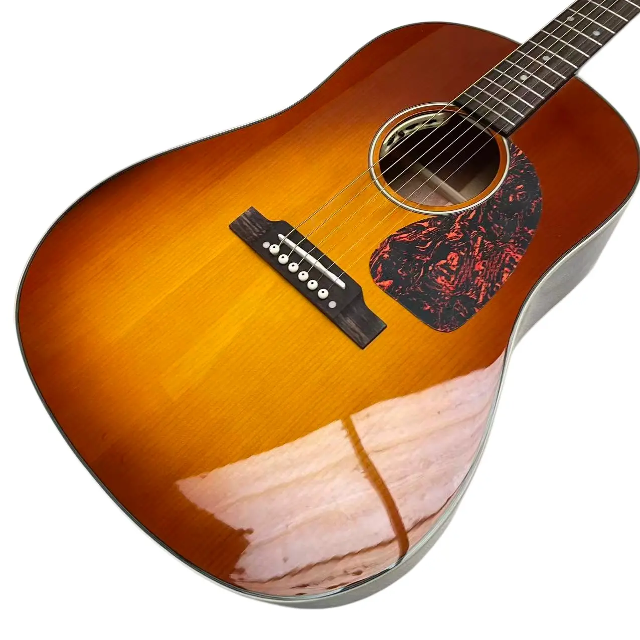New Arrival 41# J45 6-String Acoustic-Electric Guitar, Solid Spruce Top, Bone Nut, Bone Saddle, Cherry Sunburst Finish, Customized Guitars Available, 6 Strings
