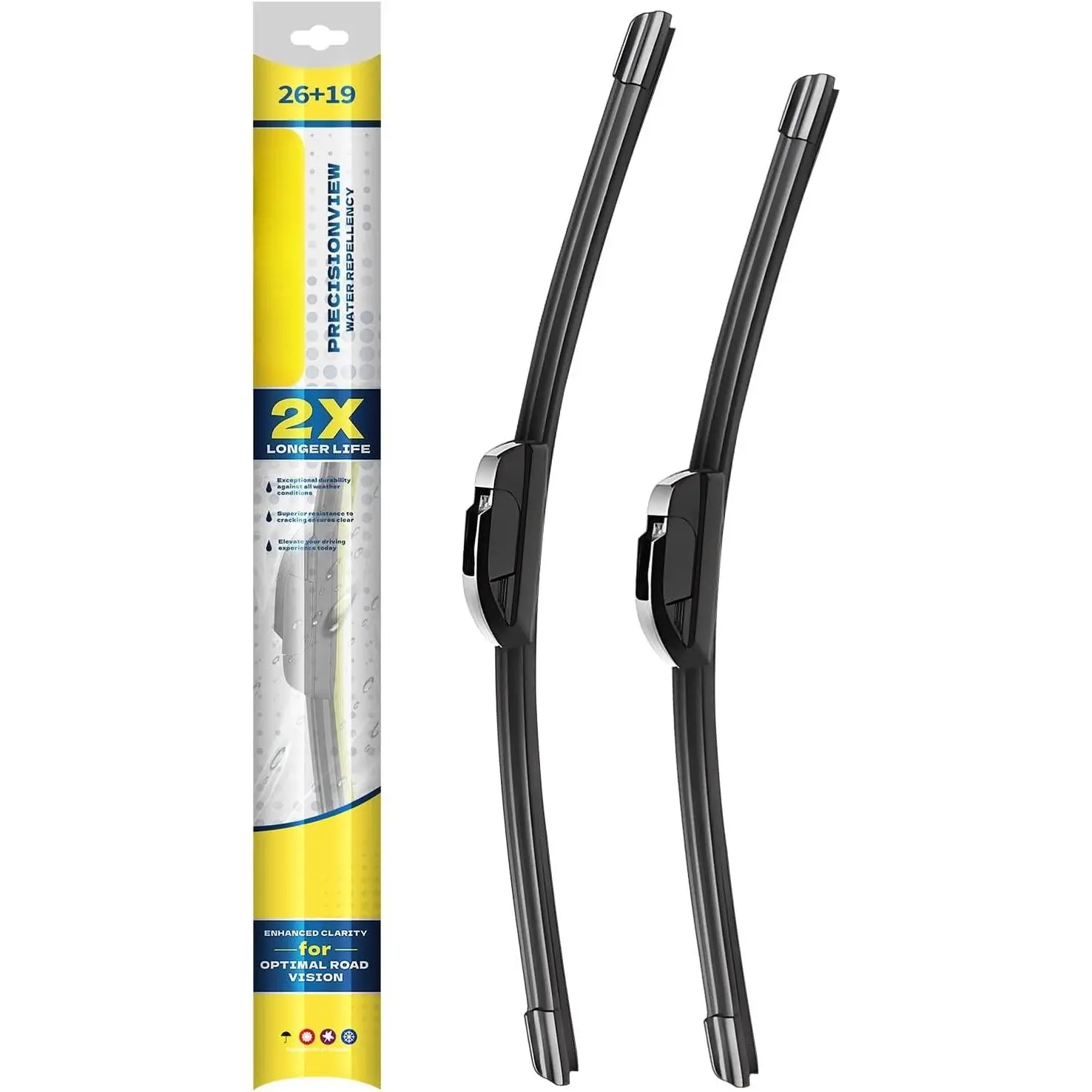 DIBMS 26''+19'' Front Windshield Wiper Blades Compatible with 2008-2017 Honda Accord/2010-2015 Toyota Prius OEM QUALITY Premium All-Season Automotive Replacement Wipers (Pack of 2)