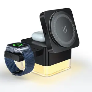 15W 3-in-1 Wireless Charging, Foldable Portable Wireless Charger, Compact Multifunctional Wireless Charging Station for iPhone iWatch AirPods