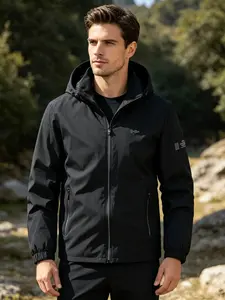 New Autumn Men’s Hooded Windbreaker Jacket — Lightweight waterproof zippered outdoor jacket, softshell windproof casual jacket suitable for hiking, travel, and everyday wear