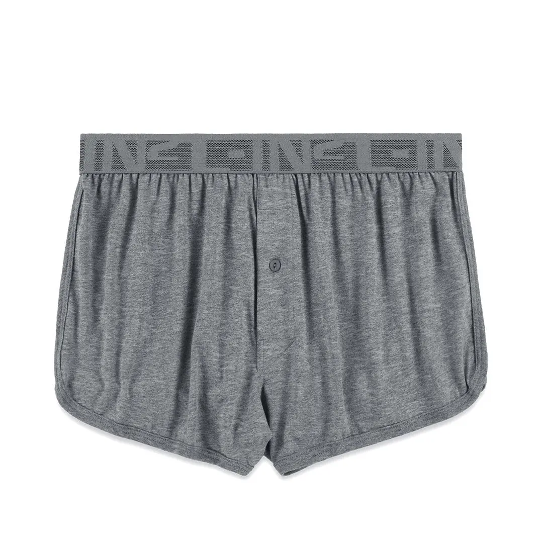 C-IN2 Hand Me Down Runner Boxer Smoke Heather for Men | Cotton-Poly Burnout, Ultra-Soft & Worn-In Feel | Easy Fit with Classic Button Fly Closure