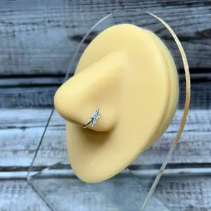 Diamond Lighting Bolt Hoop Nose Ring