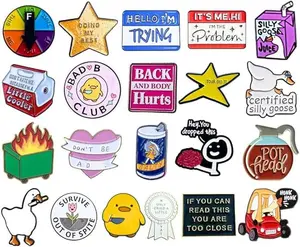 BY-BR57 20PC Funny Enamel Pins Bulk Cute Fun Cool Button Brooch Lapel Pin Set Pack Meme Sarcastic Decorative Novelty For Backpack Bagpack Bags Hat Jacket Purse Vest Lanyard Adults Work Coworkers Gifts