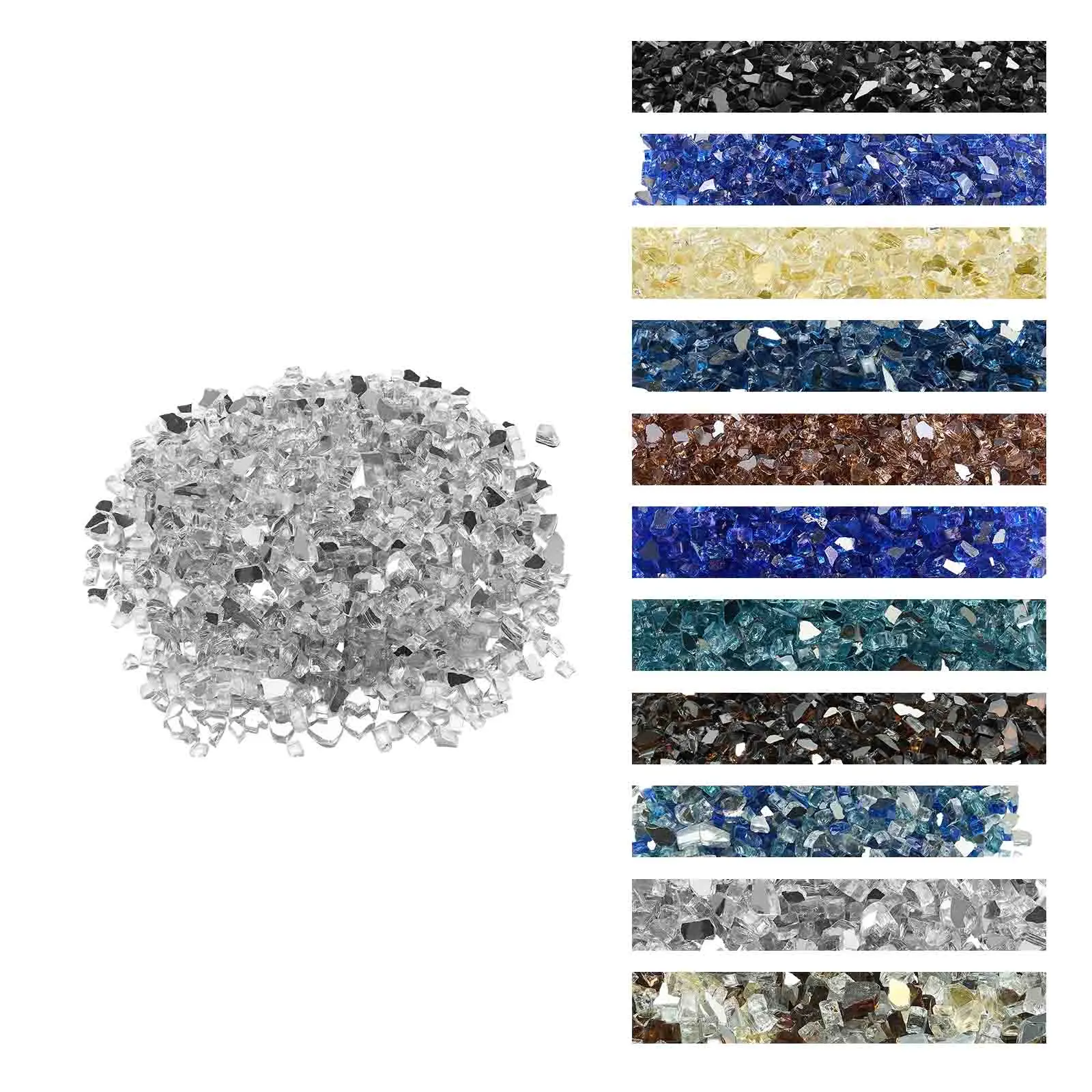VEVOR Tempered Glass Fire Rocks, 10 LBS/4.5 KG 1/2-Inch/12.7 mm Reflective Light Smokeless, High-Temperature Resistant for Patio Fire Pit Table, Aquariums Landscaping