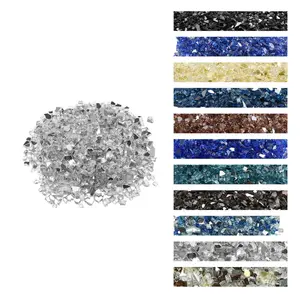【FathersDayGift】VEVOR Fire Glass, 10 LBS / 4.5 KG High-Temperature Resistant Fireplace Rocks, 1/2-Inch / 12.7 mm Reflective & Smokeless Firepit Glass Rock, High Luster Stone Landscaping for Fire Pit Table, Clear