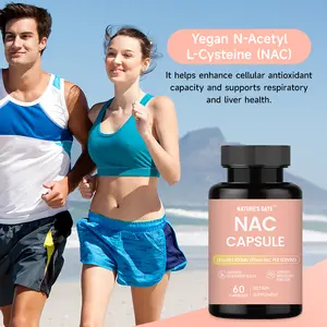 Nature's Gate Vegan NAC Supplement 600mg - N-Acetyl L-Cysteine for Cellular Antioxidant, Liver & Respiratory Support - 60 Capsules