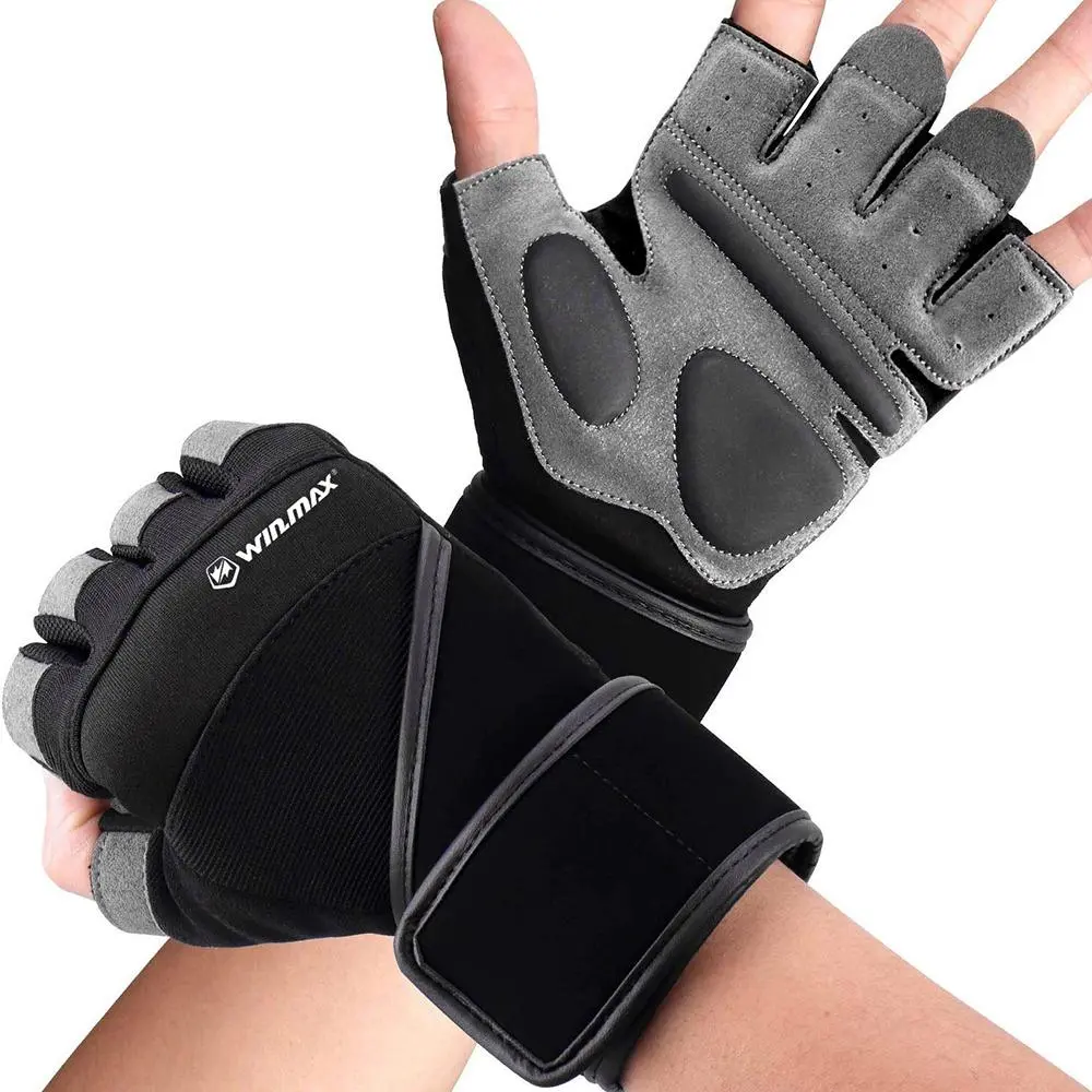 1 Pair Durable Weight Lifting Gloves, Half-finger Breathable Protection Powerlifting Adjustable Wrist Strap Wrist Support, Training Exercise Gloves for Men & Women, Strength Training Accessory, Workout Accessories, Gym Accessories, Fitness Accessories