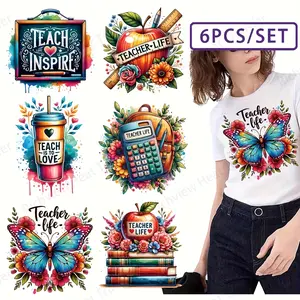 Teacher Appreciation Iron-On Patches Set, Vibrant Vinyl Heat Transfers for DIY Crafts, DIY Material, Perfect Gift for Educators & School Events