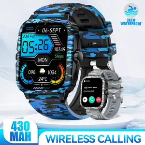 Multifunctional Men's Smart Watch with 3ATM Waterproof,  Wireless Call & Message Reminder, 1.96'' HD Displays, 100+ Sport Modes Rugged Smartwatch with Pedometer Weather Forecast Music Control, New Watch for Android iOS Smartphone Devices for Gifts