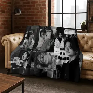 3D Hyunjin Solo Singer Flannel Blanket,Warm and Cozy Soft Throw Blanket for Home Bedroom Bed Sofa Picnic Office Cover Gift