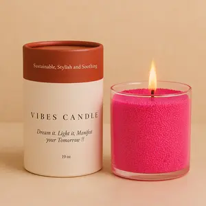 Vibes Pearled Candle Blushing Boom 19 oz Luxury Pearled Candle | Calming Pink Rose Scent | Sustainable & Stylish