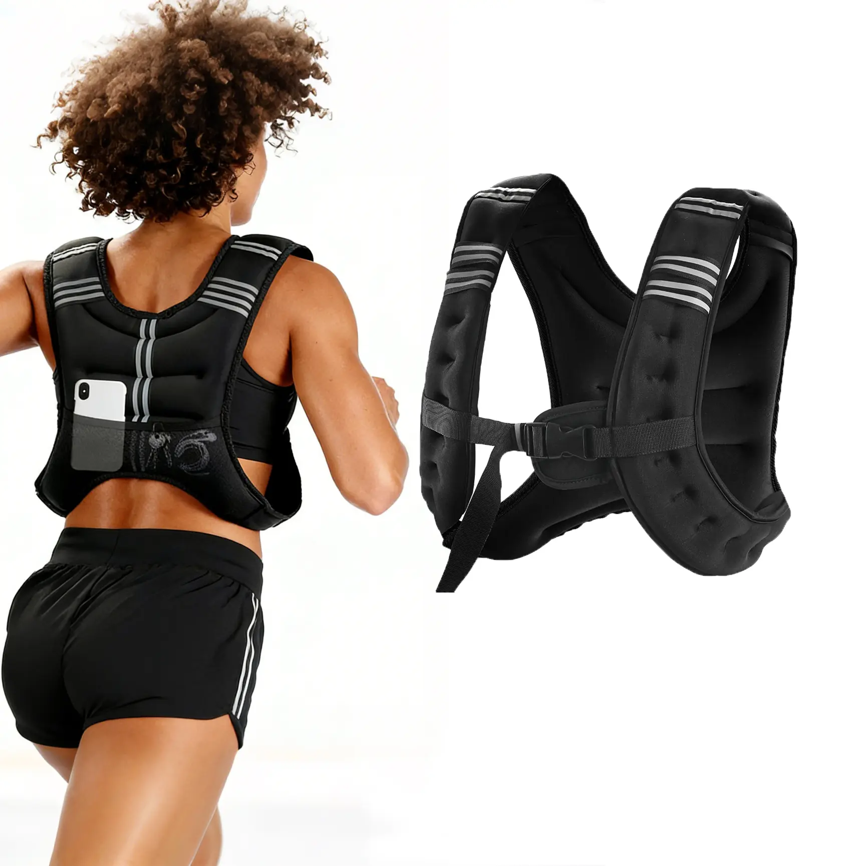 Weighted Vest for Fitness- 12lb Weights with Reflective Stripe, Iron Sand Sport Weighted Vest for Exercise Workout Equipment and Strength Training Running - Excerse Walking Vest
