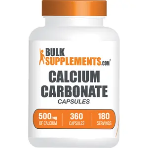 BulkSupplements Calcium Carbonate Capsules - Edible - Minerals - Calcium Supplements - 360 Capsules - 500mg per Serving