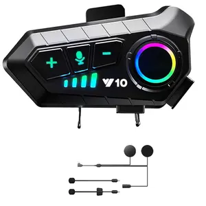 Y10 Motorcycle Helmet Headset, Motorcycle Accessories, Stereo Voice Control Bluetooth-compatible, Waterproof Ipx6, Rechargeable Battery, Long Lasting, Suitable for All Helmets