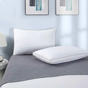 PEACE NEST 2 Pack Goose Feather Pillow Gusseted Pillow Standard Queen King Size Premium Goose Feather for Comfortable Sleep Hotel Quailty