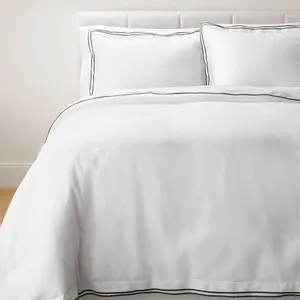 Threshold Studio McGee Duvet Cover Set Slub, White/Dark Gray, Full/Queen