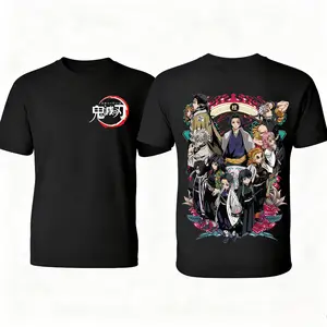 Unisex Demon Slayer Anime-Themed 100% Pure Cotton Short-Sleeve Sports T-Shirt - Suitable for Summer, Everyday Wear, Streetwear