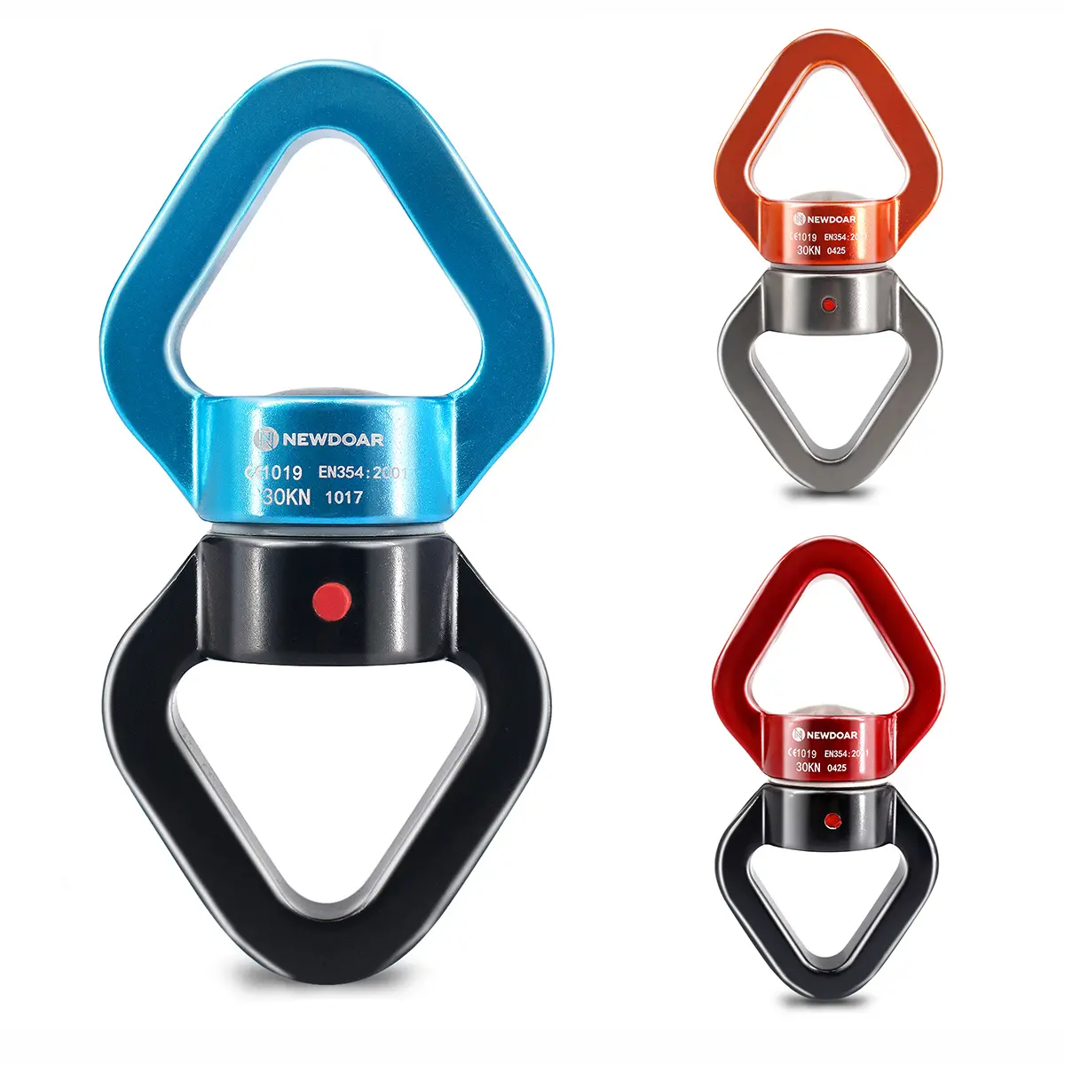 NEWDOAR 30KN Rotating Hook Carabiner Clips Heavy Duty - CE Certified 360° Micro Swivel Auto Locking Carabiner Safety Connector for Aerial Yoga, Rock Climbing, Automatic Carabiners, 30Kn Strength