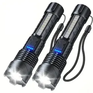 LED Rechargeable Flashlight, Lightweight Durable Waterproof Handheld Flash Light with COB Side Light, Flashlight for Men 7 Lighting Modes Outdoor Lights for Fishing, Climbing, Camping Essentials, Christmas, Christmas Gift, USB Rechargeable Flashlight
