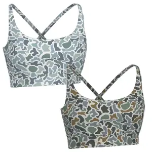 Women's Camouflage Sports Bra, Fitness Yoga Bra, Cute Medium Support Cropped Top, Breathable and Comfortable Printed Design