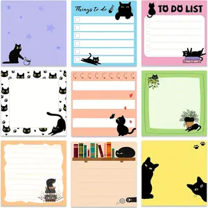 9pcs Cute Cartoon Sticky Notes, Cat Design with Hearts and Stars, Durable Paper, Suitable for Office, School, and Home, Office Supplies
