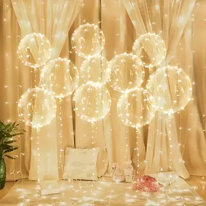 10 Balloons +10 String Lights Bobo LED Light Transparent Glow Bubble for Wedding Birthday Decorations Gifts Party Supplies Suitable for Marriage EngaSynthetic Gemstoneent Christmas New Year Valentine's Day 2*AA Batteries And Helium Not Include