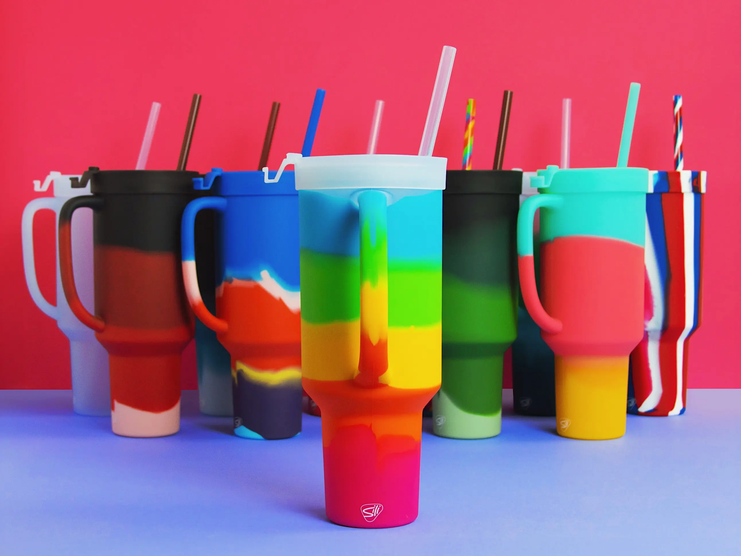 Silipint 64oz WTFumbler Silicone Tumbler with Ergonomic Handle & Flip Lid – Premium LFGB-Certified, 100% Food-Grade Drinkware – Unbreakable, BPA-Free, Dishwasher Safe, Reusable Water Bottle Cup – Home, Work, Gym, Travel & Outdoor Washable Portable Straw