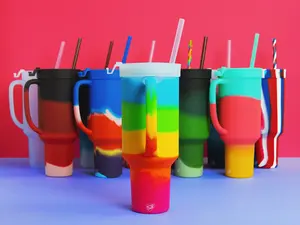 Silipint 64oz WTFumbler Silicone Tumbler with Ergonomic Handle & Flip Lid – Premium LFGB-Certified, 100% Food-Grade Drinkware – Unbreakable, BPA-Free, Dishwasher Safe, Reusable Water Bottle Cup – Home, Work, Gym, Travel & Outdoor Washable Portable Straw