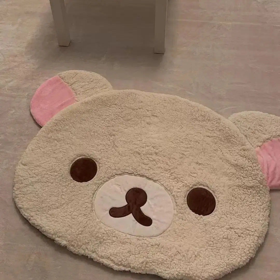 Cartoon Rilakkumas Plush Rug Kawaii Korilakkuma Bear Soft Floor Mat Bedroom Chair Bedside Lounge Rug Bathroom Doormat Home Decor