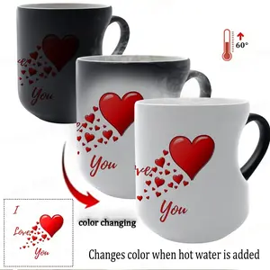 Magic Color Changing Mug Heart, Thermosensitive Ceramic Mug I Love You, 11 Oz/330 Ml, Valentine's Day Gift for Her, Mom, Lover