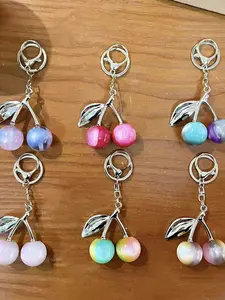 Innovative gradient cherry keychain, exquisite cherry bag pendant, car keychain, claw machine gift