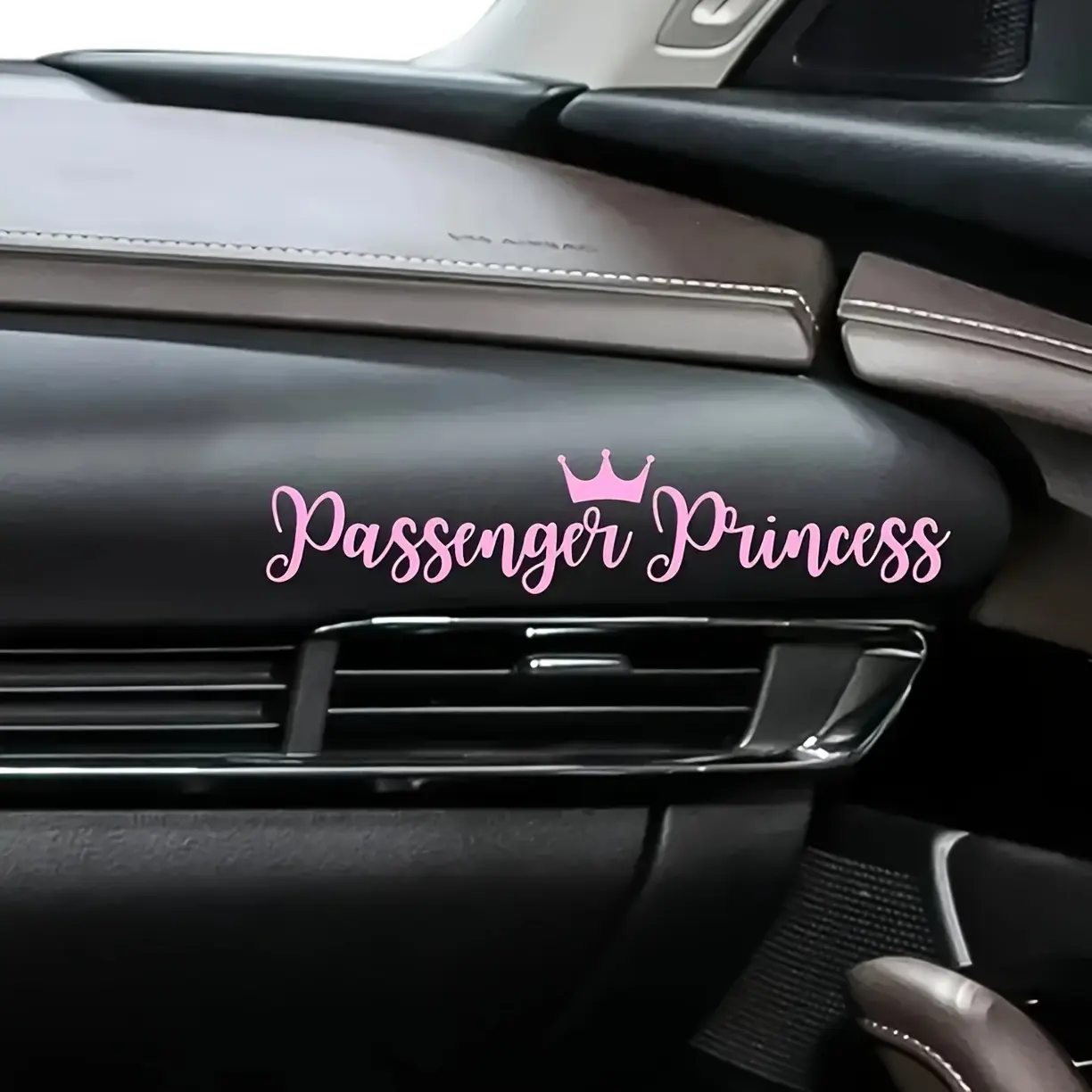 Passenger Princess Crown Car Sticker - Pink And White, Made of Durable PVC, Self-Adhesive for Laptops, Look for Young Drivers, Girly Car Accessories, Car Decoration, Fun Design, Premium Quality Print, Car Decals, Automobile Decals