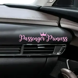 Passenger Princess Crown Car Sticker - Pink And White, Made of Durable PVC, Self-Adhesive for And Laptops, Adorable And Trendy Look for Young Drivers, Youthful Car Decoration | Fun Design | Premium Quality Print, Vehicle Decal