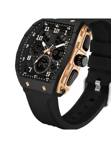 Men's Quartz Watch with Silicone Strap, Waterproof Analog Display, Date Function, Lightweight Durable Design, Active Lifestyle Fashion, Fashionable Waterproof Watch