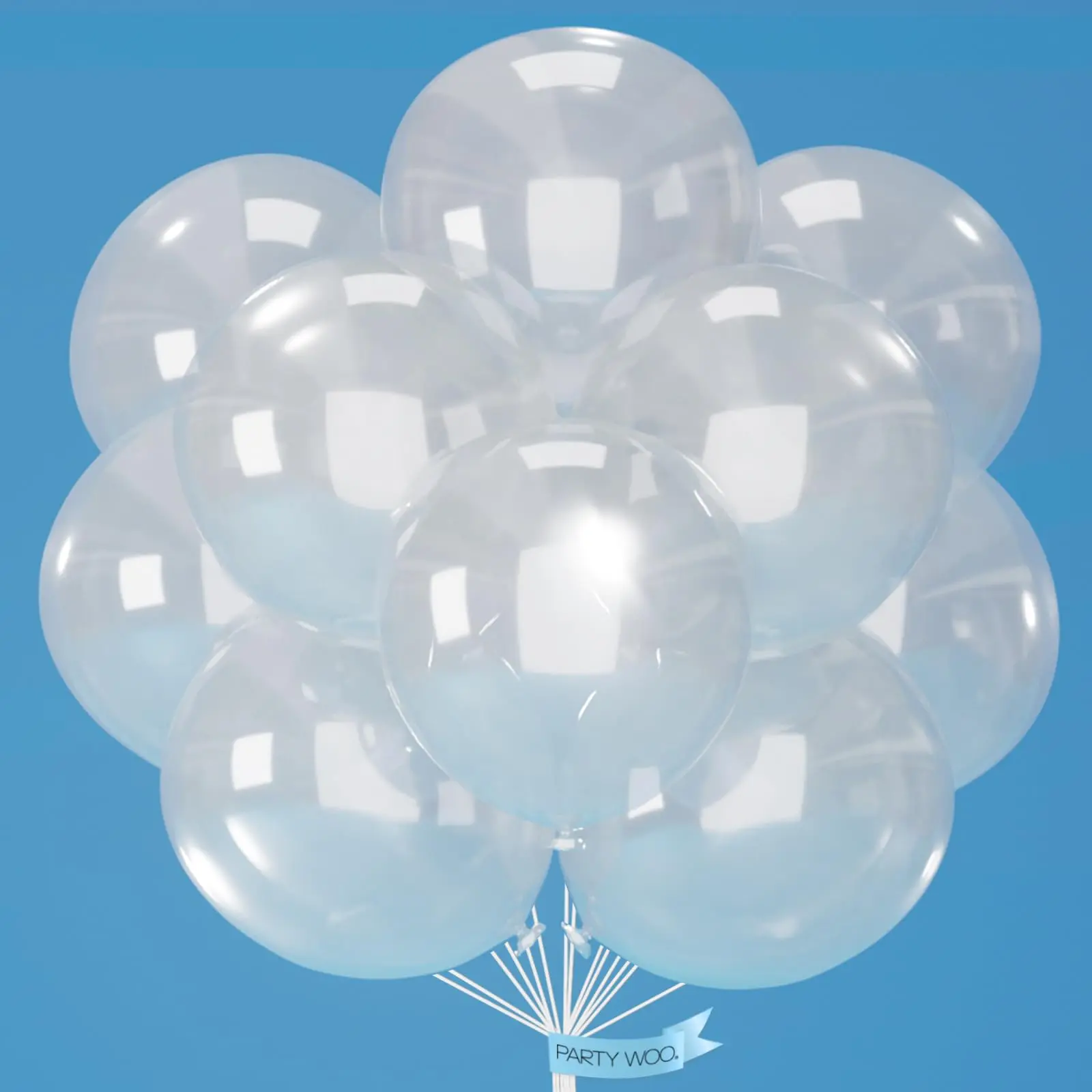 PartyWoo 18-in Round Transparent Rubber Helium Balloons, 20pcs Floatable with Hand Pump Compatibility for Balloon Garland, Arch, Birthday Party Decorations Clear-Y2, 18 Inch