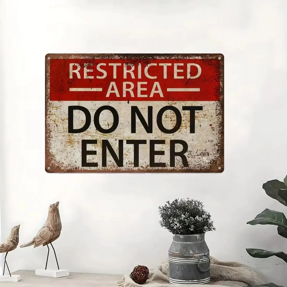 Vintage Don't Enter Sign, Rustproof Metal Sign, Wall Metal Plaque, Retro Wall Decor, Wall Art for Home Living Room Bedroom Office, Vintage Plaque Decoration