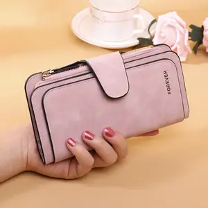 Women's Matte PU Leather 3-Fold Long Wallet - Wallets for Women, Lightweight Slim Card Holder with Snap Closure, Zip, Large Capacity, Elegant High-End Clutch Purse for Daily Commute, Shopping