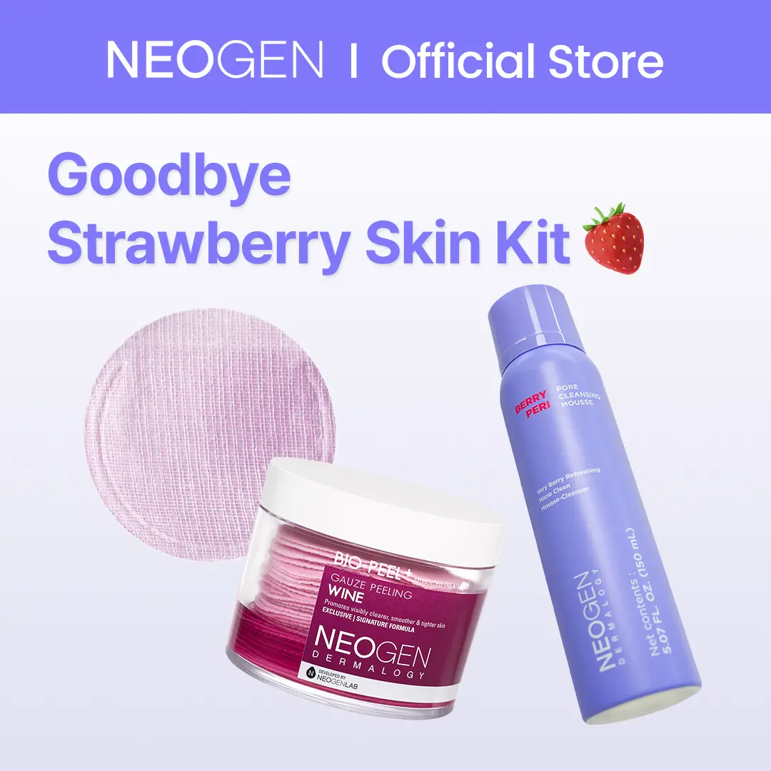 [NEOGEN Official] Goodbye Strawberry Skin Duo I Body Pore Mousse Cleanser & Exfoliating Body Peeling Pads Set