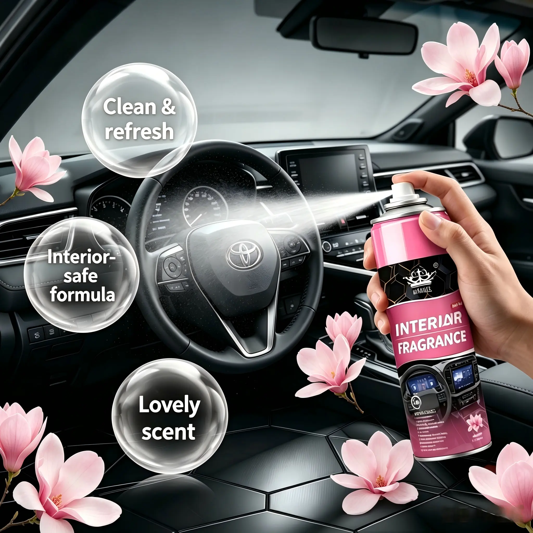 Car Premium Quick Detailer Spray, Waterless Car Wax Cleaner, High Gloss Finish & Durable Surface Protection for Automotive Vinyl, Rubber, Plastic and Leather, Suitable for Interior & Exterior Use