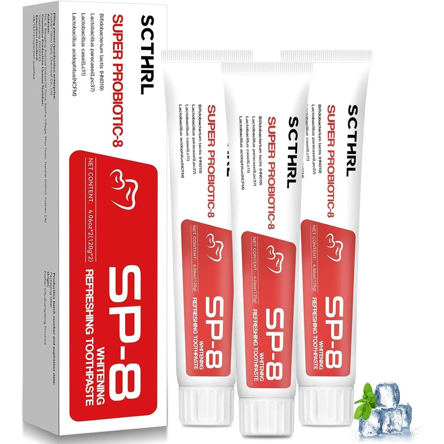 SCTHRL 3-Pack SP-8 Probiotic Whitening Toothpaste – Natural Whitening Solution with SP8 for Sensitive Teeth, Enamel Repair, and Fresh Breath with Probiotics & Herbal Blend