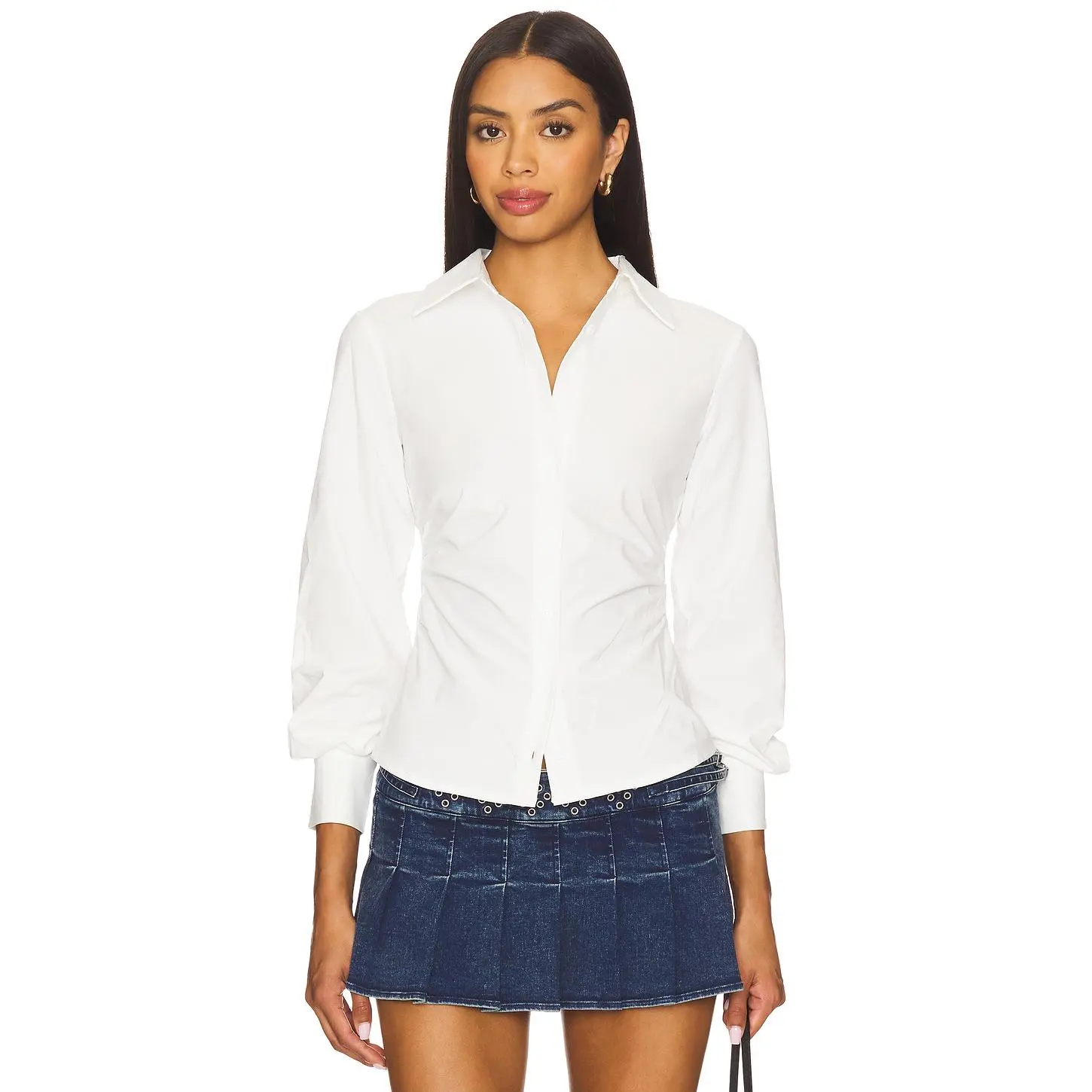 ALL THE WAYS Millie Button Up Top in White
