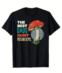 Funny men's T-Shirt, "The Best men Goes Mushroom Hunting" Red Mushroom Graphic Fabric