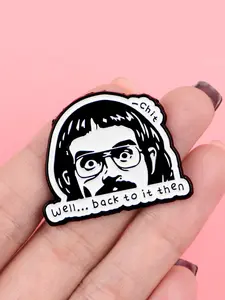 Unique Design Enamel Brooch, "Well...Back to It Then" Quote Fashion Backpack Accessory, Perfect Holiday Personalized Gift, Casual Style, All Seasons