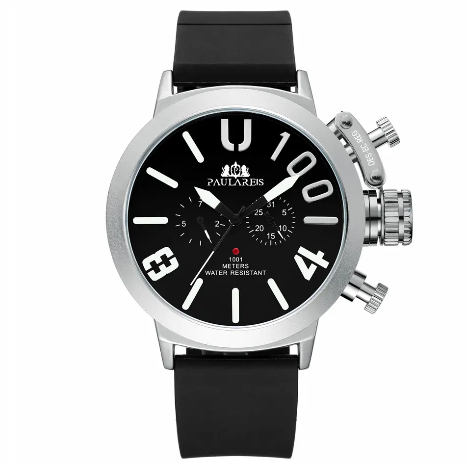Automatic Watch for Men Mechanical Self Wind Rubber Black Silver Boat Case Blue Yellow Fashion U Wristwatches