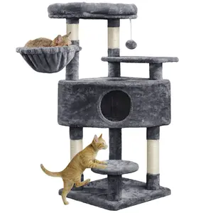 Yaheetech 46″ Height Multilevel Cat Tree Big Plush Cat Condo Scratching Posts for Cats with Perch Platform Basket Condo for Kitten Tower Indoor Cats