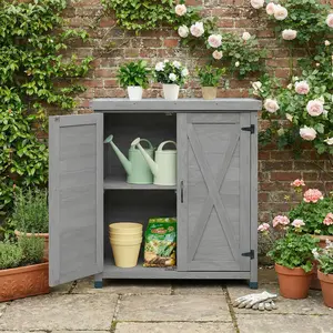 3093X Outdoor Storage Cabinet and Metal Top,Garden Storage Shed