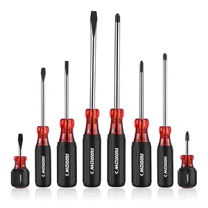 ARROW 8 Packs Magnetic Screwdriver Set, Professional S2 Steel Screw Driver Kit with Non-Slip Grip, Stubby Screwdrivers, Magnetic Phillips and Flathead Tips, for Home and Industrial Use