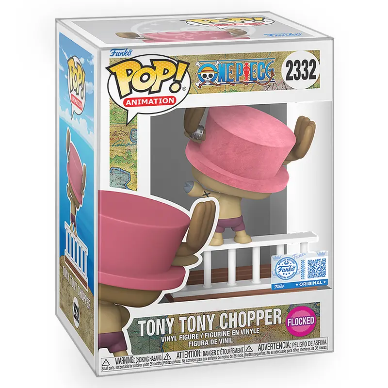 Funko POP Anime: One Piece - Tony Tony Chopper (Flocked) Waving Goodbye (Going Merry) Vinyl Figure with Epic Collectibles Premium Box Protector Included