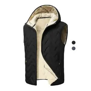 Men's Fleece Lined Hooded Sleeveless Jacket, Fall Winter Warm Vest, Fashion Casual Sports Coat, Ideal for Daily Wear, Fishing, Cycling, Travel
